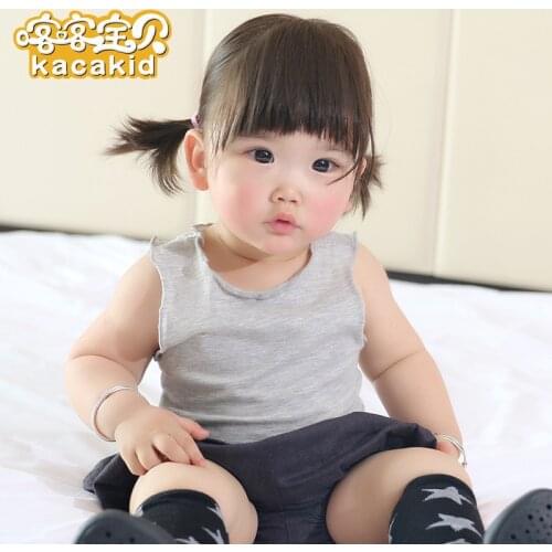 KACAKID Official Store Unisex Summer Top Sleeveless Tshirt Baby Boy Girls Summer Top Cotton Comfort Sleeveless Summer Top Ka3379