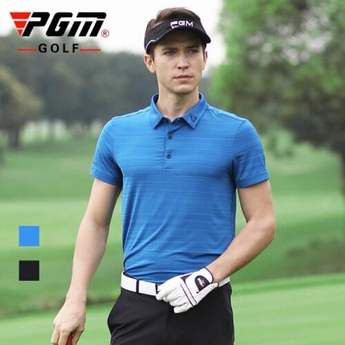 PGM summer New Arrival golf clothing mens short-sleeved t-shirt quick-drying fabric Button Collar mens sports Golf Shirt tops