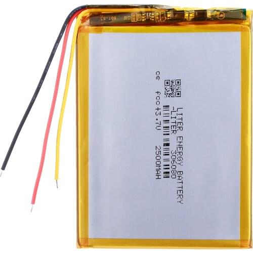 Polymer lithium battery 306080 3.7v 2500 mah love landing PDA smart tablet computer 3.7 v polymer 3 line