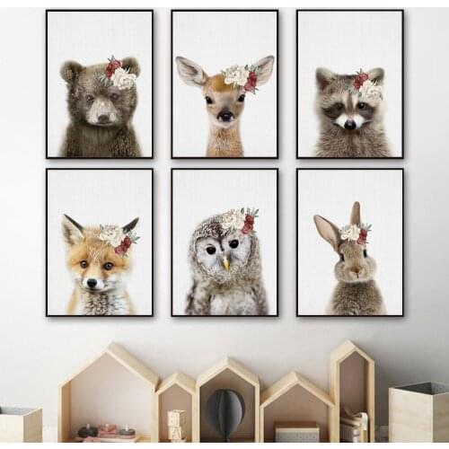 Cute Rabbit Elk Bunny Animal Poster Wall Pictures for Children Bedroom Painting Nordic Kids Room Decoration Picture Nursery Art