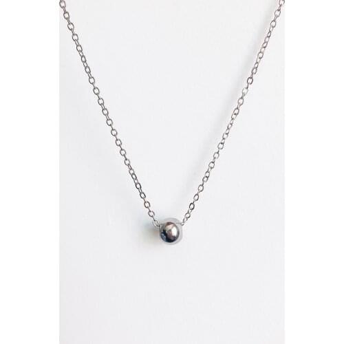 Fashion Simple Round Bead Pendant Necklace Stainless Steel Necklace Womens Fashion Jewelry Exquisite Accessories Festival Gift