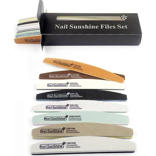 8Pcs/set Nail File Polish Kits Sandpaper Nails Buffer Boat Washable Sanding File UV Gel Bloczek Polerski Manicure Tool As Gift