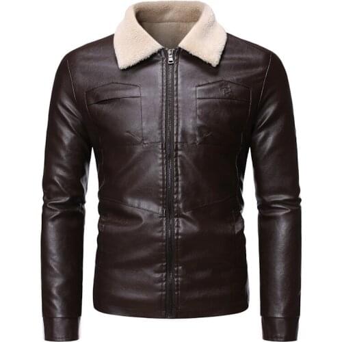Autumn and Winter Man Thicken Fur Coat Mens Leather Jacket