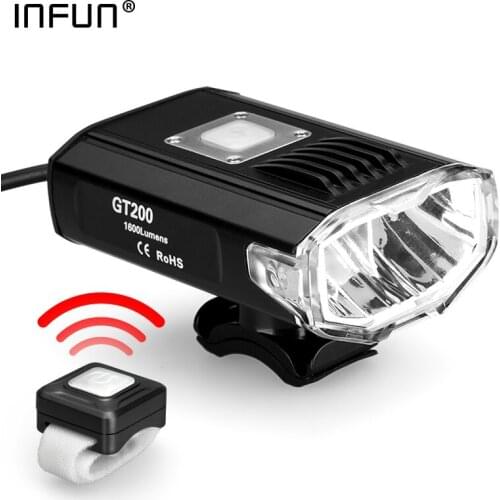 INFUN GT200 Remote Control Bicycle Front Light 2200 Lumen USB Rechargeable MTB Headlight IPX 4 Cycling Road Bike Flashlight