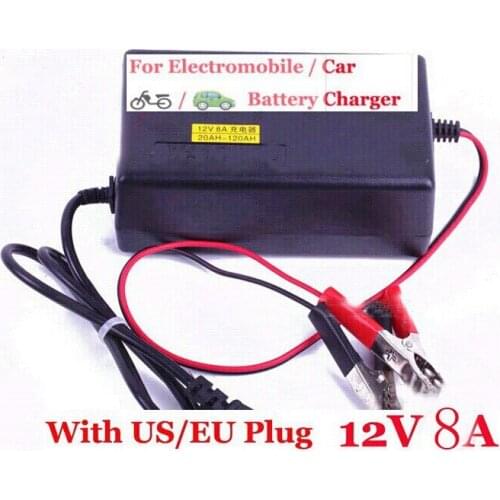 Portable Car Battery Charger 12v 8A Fully-automatic Car motorcycle battery charger Adaptor Power Supply US/EU Conversion head