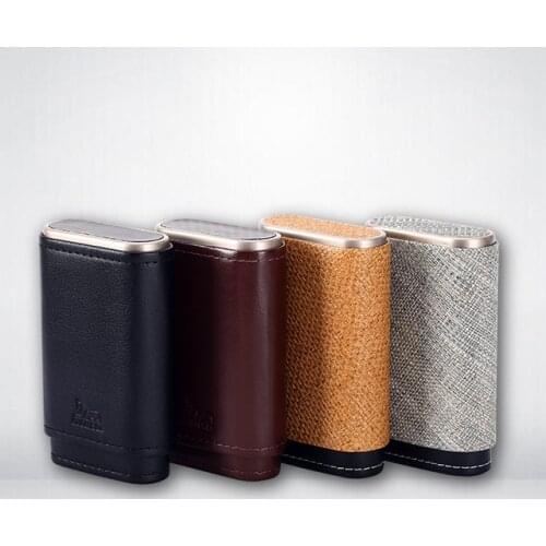 Three Capacity Cowhide Cedar Wood Portable Cigar Case travel Outdoor Smoking accessories men Gadget Business creativity Gifts