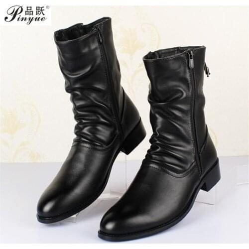 Luxury Brand Microfiber leather Leather Boots Men Pointed Toe Breathable Soft Shoes Fashion Vintage Casual Flats Autumn Winter