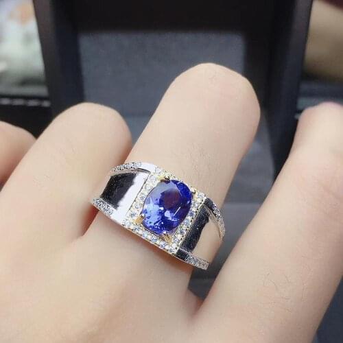 The Best Gift For Your Mother 100% Real And Natural Tanzanite Rings 925 Sterling Silver Fine Jewelry