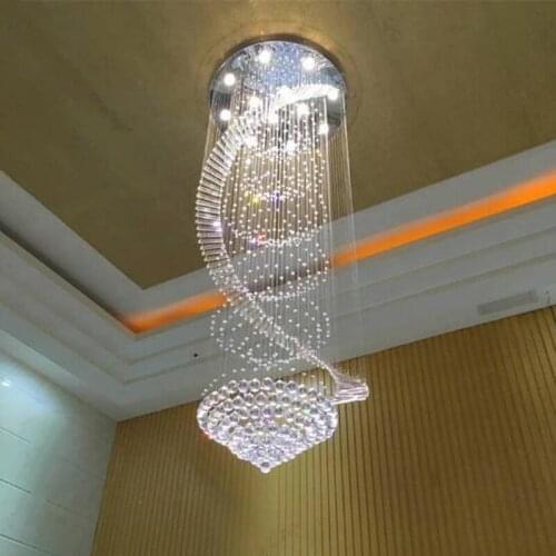 Modern LED Crystal Chandelier K9 Crystal large size Crystal Chandelier Ladder light Hotel villa light Manggic