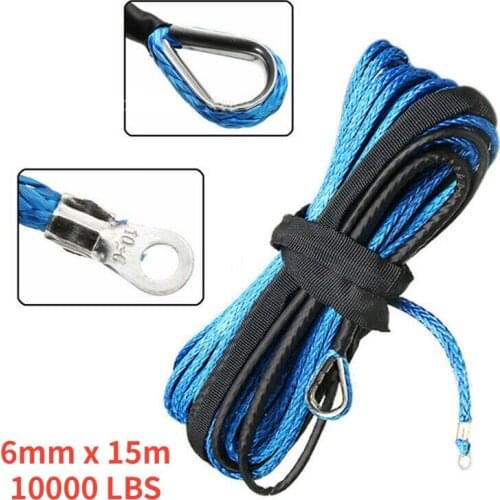 15m 10000LBS Winch Rope String Line Cable with Sheath Synthetic Towing Rope Car Wash Maintenance String for ATV UTV Off-Road