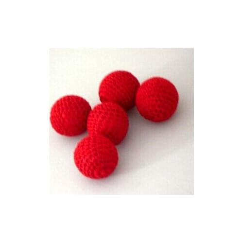 2pcs Crochet Ball (2.5cm,Red,one with Magnetic+ one normal) Chop Cup Balls Close Up Magic Tricks Cup & Balls Accessories Gimmick