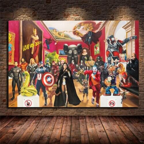 Funny Marvel Super Hero With Joker Cuadros Famous Canvas Paintings Printing Graffiti Poster For Living Room Decoration Frameless
