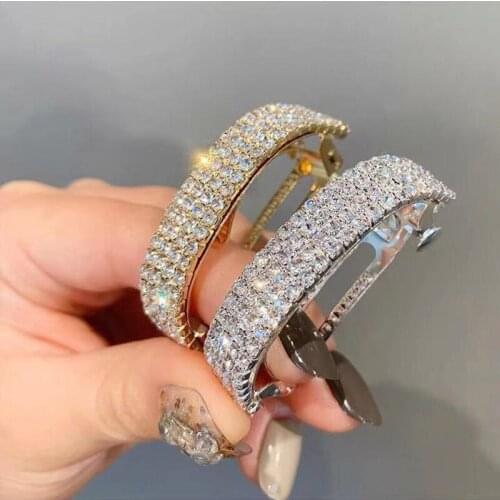 Women Fashion Exquisite Diamond Luxurious Hairpin Back of The Head Temperament Spring Clip Horsetail Buckle Girls Headdress