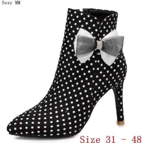 Spring Autumn High Heels Women Ankle Boots Woman Short Boots High Heel Shoes Small Plus Size 31 32 - 40 41 42 43 44 45 46 47 48