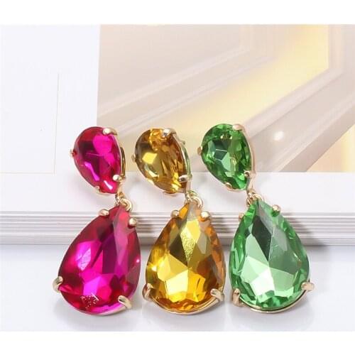 Wholesale New Bohemian Crystals Water Drop Earrings Charm Party Wedding Rhinestone Dangle Earrings Jewelry Accessories for Women