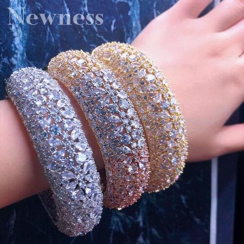 Newness trendy Geometric square Bangle Ring Set For Women Accessories Full Cubic Zirconia Jewelry Sets