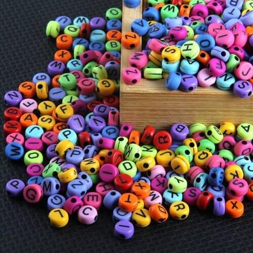 100pcs 7mm Mix Color Initial Letter Acrylic Spacer Beads Loose Beads for Jewelry Making DIY Bracelet Accessories