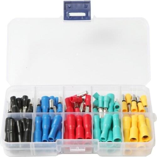 100pcs Box Terminal Block Bullet Head Male Female Butt Set Plug In Cold Pressed Terminals Wire Connector