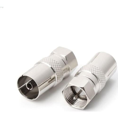2Pcs F Type Male Plug Connector Socket to RF Coax TV Aerial Female RF Adapters
