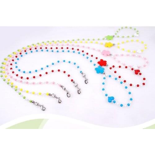 200pcs/lot Cute Small Pet Dog Collar Good Quality Pearl Beads Linked Rope Training Leash Puppy Cat Leash Pet Products