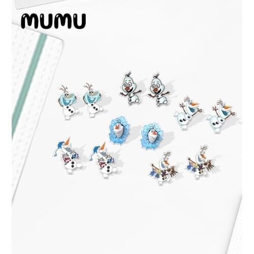2021 New Olaf Stud Earring Funny Snowman Epoxy Jewelry Resin Acrylic Earrings Handmade Gifts Girl