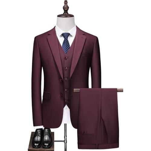 2021JJJJacket+vest+pants 5 color suits solid color suit three-piece dress suit