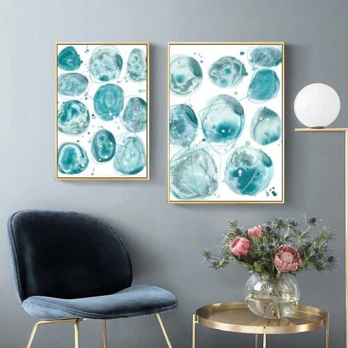 Abstract Posters and Prints Home Wall Decor Nordic Modern Canvas Painting Wall Art Watercolor Green Diamond Picture for Bedroom