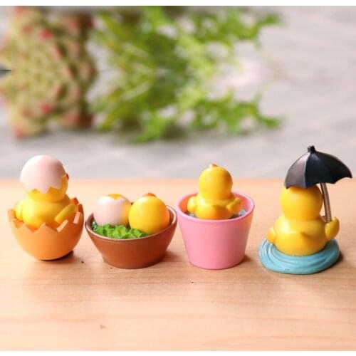 BAIUFOR Mini 4pcs Cute Duck Model, Anime Figure, Miniature Figurine Toy for Children Gift Birthday Micro Landscape Decoration