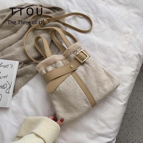 Lamb Wool Women Crossbody Bag 2021 Autumn And Winter Trendy Small Shoulder Bag Plush Bags Designer Luxury Female Handbags