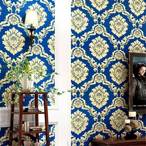 Beibehang Luxury silk long-fiber 3d three-dimensional relief European non-woven wallpaper bedroom living room TV backdrop