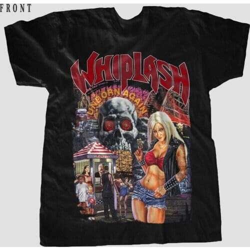 WHIPLASH-Unborn Again-American thrash metal band-BLACK -T_shirt- SIZESS to 6XL