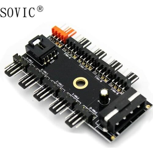 Computer/pc Case Fan controller Power Cable 1 Female to 10 Male 4Pin Fan Hub Splitter Cable for 3Pin&4Pin PWM Cooling Fan