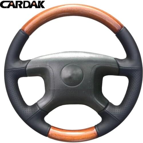 CARDAK Black Artificial Leather Car Hand-stitched Steering Wheel Cover for Mitsubishi Pajero 2004 2005 2006 2007 2008 2009 2010