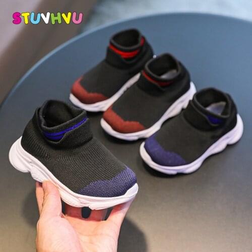 Childrens Sports Shoes Boys Sneakers Spring Autumn New Elastic Socks Shoes Kids Casual Sneakers Breathable Girls Running Shoe