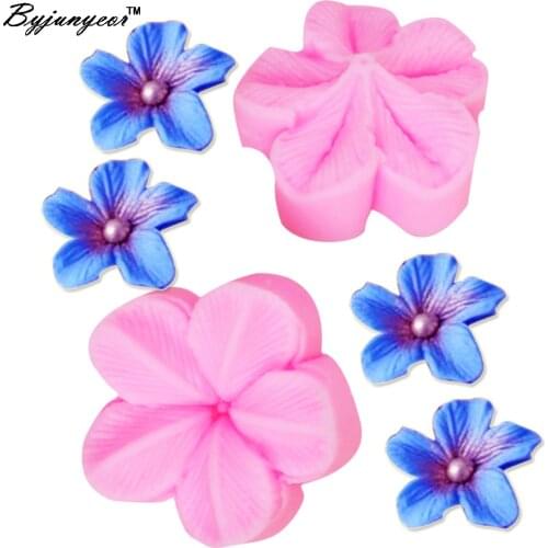 F1042 Plum Petal Flower Leaf Veiner Silicone Mold Cake Decorating Fondant Impression Flower Mold Sugarcraft Mold 4*4*2cm 2pcs