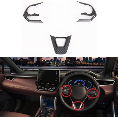 For Toyota Corolla Cross (XG10) 2020 2021 Chrome Interior Steering Wheel Panel Cover Trim Badge Frame Molding Garnish Bezel