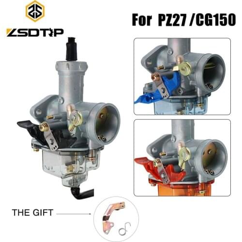 ZSDTRP Motorcycle Carburetor PZ27 27mm Manual/Auto Choke Carburetor With Nylon Float Chamber For HONDA CG150 For Keihin PZ27