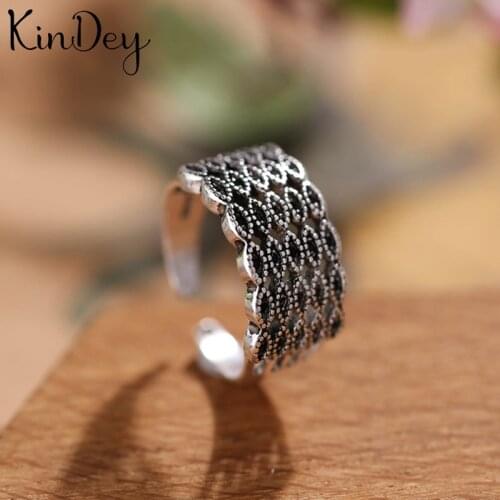 Kindey Bohemian Vintage Silver Color Crystal Big Rings For Women Gifts Girls Open Retro Antique Rings Wedding Jewelry