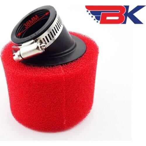Red 38mm Bent Angled Foam Air Filter Pod 125cc PIT Quad Dirt Bike ATV Buggy
