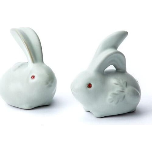 Creative Ceramic Ornaments Mini Rabbit Tea Pet Kung Fu Tea Beautify Decorations Tea Tray Teapet Home Decoration Accessories K010