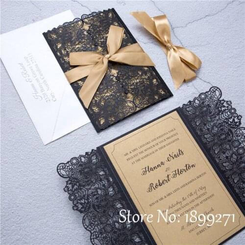 Lace wedding card invitations laser cut Flower shaped wedding invitation card