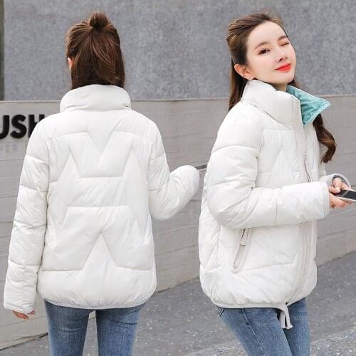 2021 Winter Jacket women Plus Size Womens Parkas Thicken Outerwear Stand collar Coats Short Female Slim Cotton padded basic tops