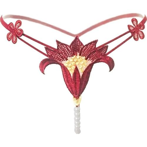 Female Exotic Underwear Thongs Womens Tempt Panty Sexy Pearl Flower G-String Panties Lady