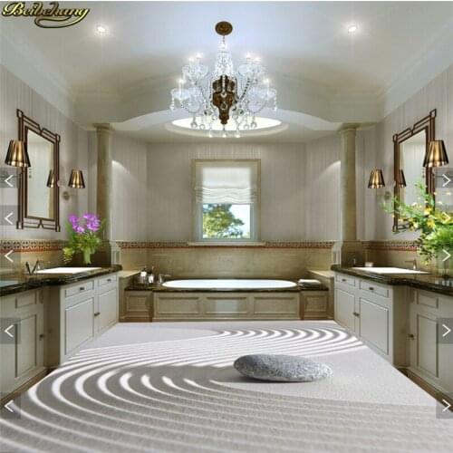Beibehang Custom wallpaper wallpaper floor painted 3d high-definition cobblestone beach water shield bathroom floor wall