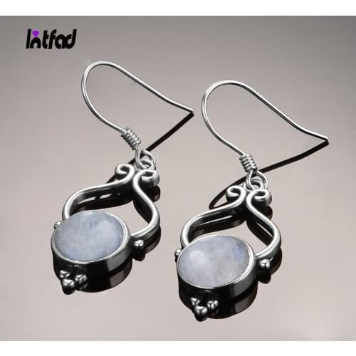 Classic Natural Moonstone Drop Earrings 925 Sterling Silver Jewelry for Women Anniversary Party Gift Romantic Engagement