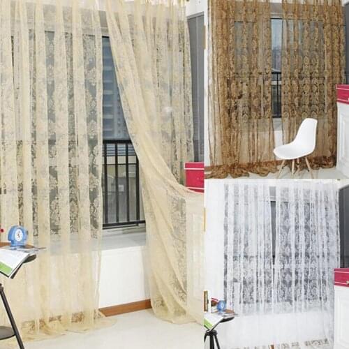 Curtain Flower Pattern Luxury Sheer Curtains Breathable Polyester Drapes Home Window Curtain for Bedroom Living Room