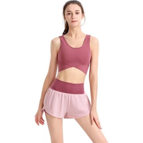 Sport Set Women New Yoga Suit Womans High Elastic Slim Body Shorts Top Beauty Back Bra Running Two-Piece Fitness Clothing Lady