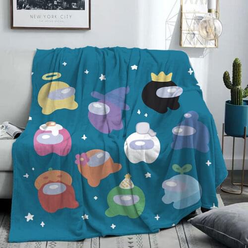 Among Crewmate US Impostor Plush Blanket Throw for Sofa Bed Cover Single Twin Bedding Baby Boys Girls Children Gift