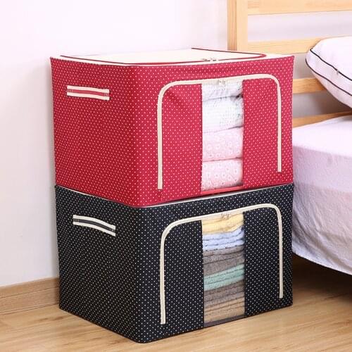 Oxford Cloth Storage Boxes Steel Frame Storage Box Waterproof Transparent Collecting Case With Zipper Toys Quilt Storage Box