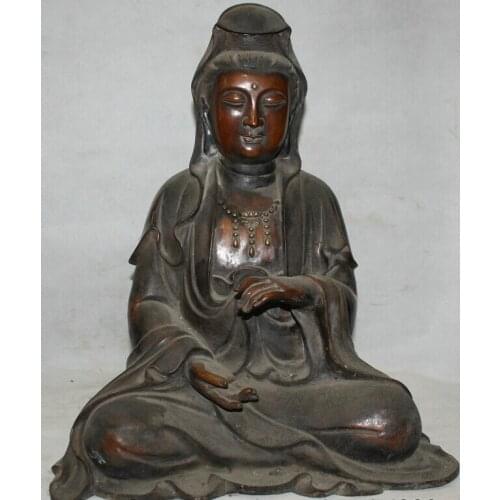 USPS to USA S2516 20" China Chinese Buddhism Purple Bronze Seat Kwan-yin Guan Yin Goddess Statue